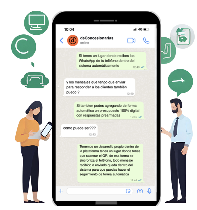 Recibe y Envía Mensajes de WhatsApp directamente en deConcesionarias